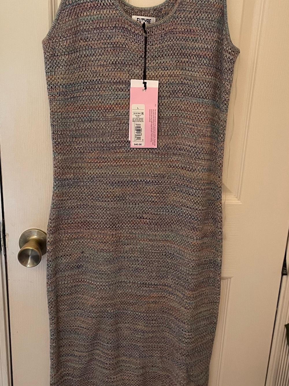 Future Collective Crochet Fringe Multi color knit dress Large NWT